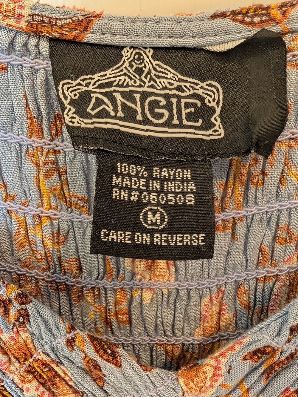 Angie Dusty Blue Floral Puff-Sleeve Dress - Picture 3 of 8